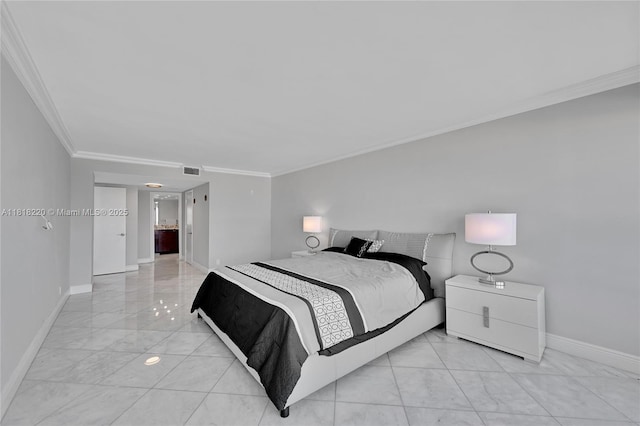 2100 S Ocean Ln Unit 703, Fort Lauderdale, FL 33316 - bedroom with light marble finish floors and ornamental molding