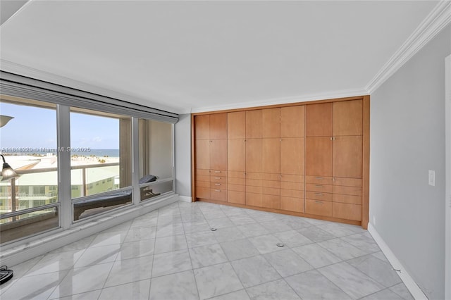 2100 S Ocean Ln Unit 703, Fort Lauderdale, FL 33316 - unfurnished bedroom featuring crown molding, a water view, and access to outside