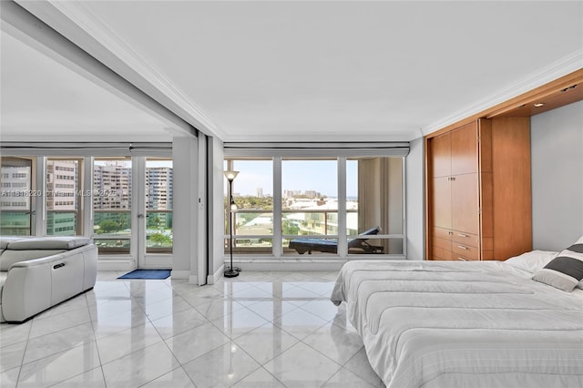 2100 S Ocean Ln Unit 703, Fort Lauderdale, FL 33316 - bedroom with access to outside, crown molding, and multiple windows