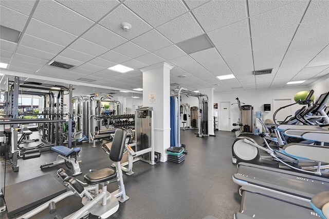 2100 S Ocean Ln Unit 703, Fort Lauderdale, FL 33316 - exercise room with a drop ceiling