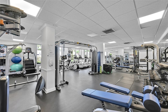 2100 S Ocean Ln Unit 703, Fort Lauderdale, FL 33316 - exercise room with a paneled ceiling