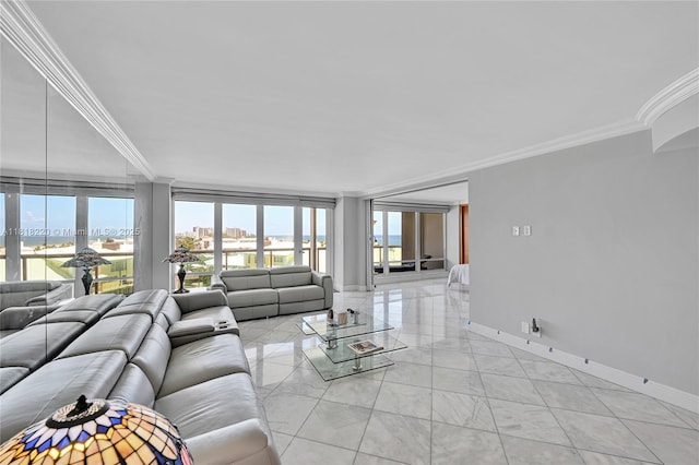 2100 S Ocean Ln Unit 703, Fort Lauderdale, FL 33316 - living room with ornamental molding and baseboards