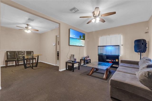 1478 NW 74th St, Miami, FL 33147 - living room featuring a ceiling fan and carpet floors