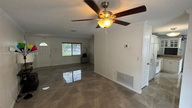 7115 SW 147th Ct, Miami, FL 33193 - foyer with marble finish floors, crown molding, and ceiling fan