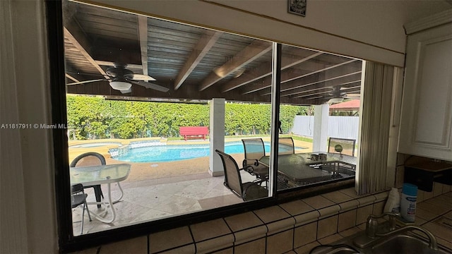 7115 SW 147th Ct, Miami, FL 33193 - view of swimming pool with ceiling fan and a patio area