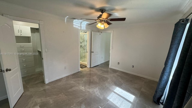 7115 SW 147th Ct, Miami, FL 33193 - empty room with a ceiling fan, crown molding, and marble finish flooring
