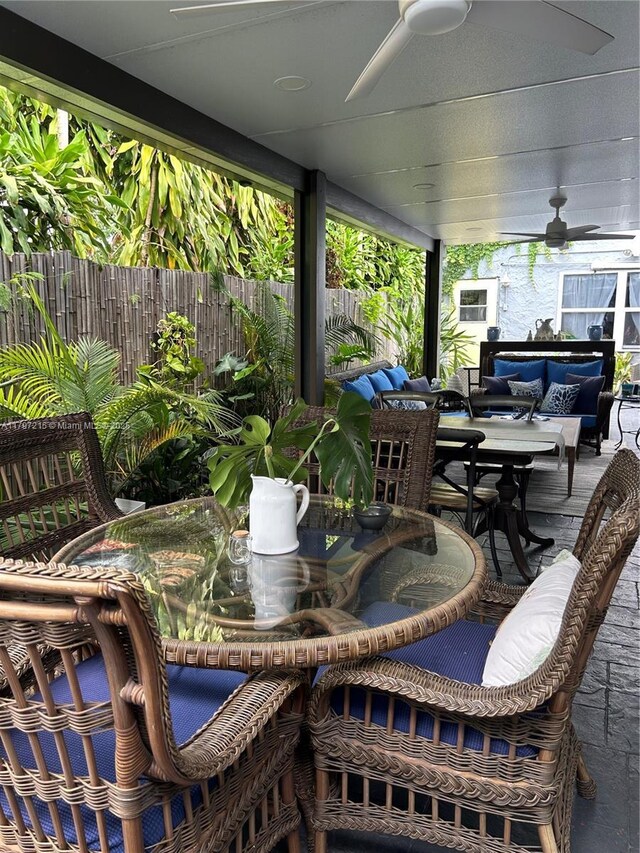 2320 SW 16th Ter, Miami, FL 33145 - view of patio / terrace with ceiling fan, outdoor lounge area, and outdoor dining area