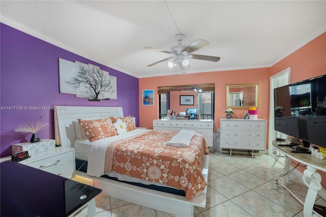 8415 SW 107th Ave Unit 323W, Miami, FL 33173 - bedroom with a ceiling fan and crown molding