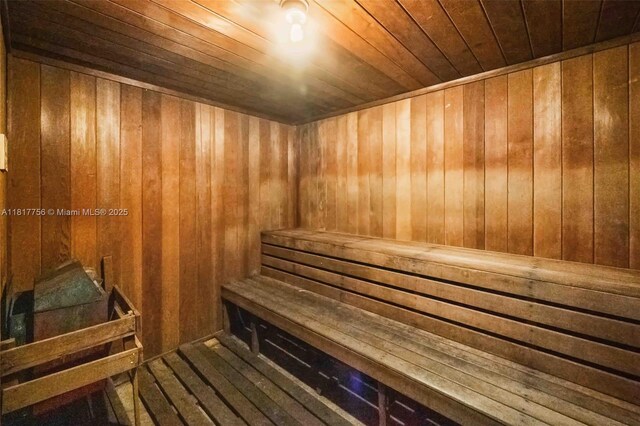 8415 SW 107th Ave Unit 323W, Miami, FL 33173 - sauna / steam room featuring wood ceiling and wooden walls