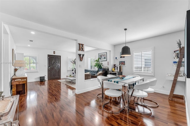 3075 SW 19th St, Miami, FL 33145 - dining space with dark wood-style floors and recessed lighting