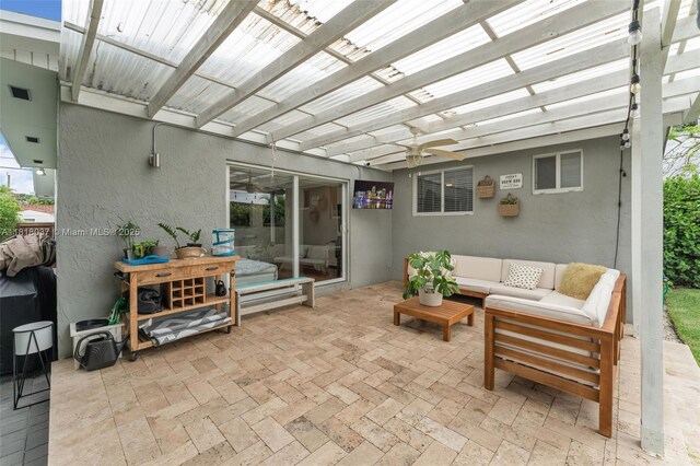 3075 SW 19th St, Miami, FL 33145 - view of patio / terrace with outdoor lounge area and a pergola