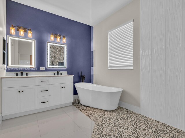 624 Stanton Dr, Weston, FL 33326 - bathroom featuring a soaking tub and double vanity