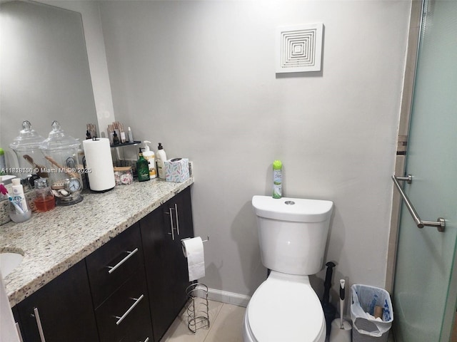 8409 N Missionwood Cir Unit D-30, Miramar, FL 33025 - bathroom with toilet, vanity, tile patterned floors, and a shower with shower door