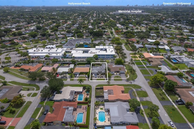 1305 N 47th Ave, Hollywood, FL 33021 - aerial view of property's location with property parcel outlined and nearby suburban area
