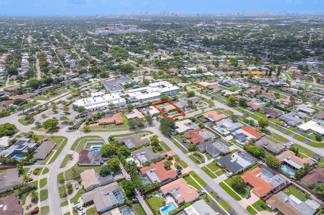 1305 N 47th Ave, Hollywood, FL 33021 - aerial view of property and surrounding area featuring property boundaries highlighted