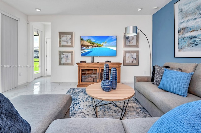 2496 Rama Dr, Kissimmee, FL 34746 - living area featuring marble finish flooring and recessed lighting