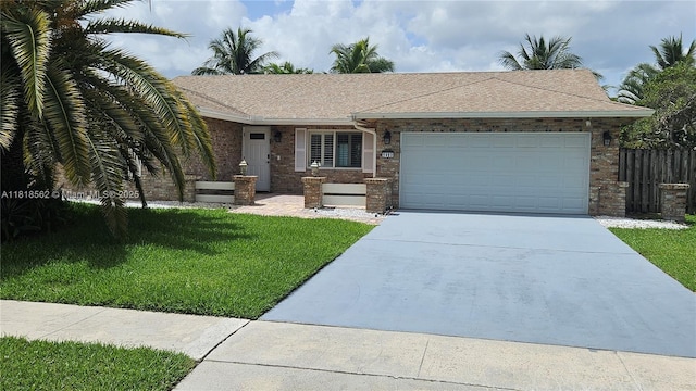 9480 NW 10th St, Plantation, FL 33322 - ranch-style house with driveway, an attached garage, and a shingled roof