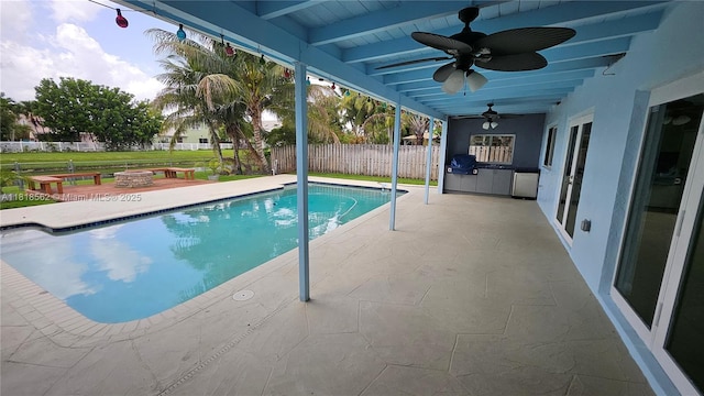 9480 NW 10th St, Plantation, FL 33322 - view of swimming pool featuring a patio and ceiling fan