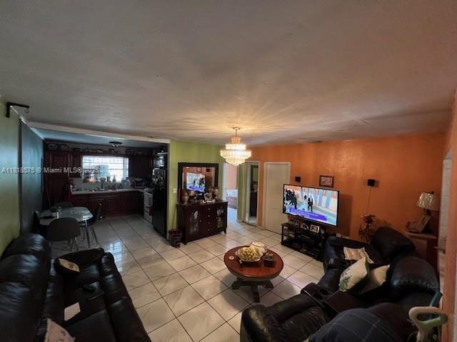77 NW Blvd, Miami, FL 33126 - living area featuring a chandelier and light tile patterned floors