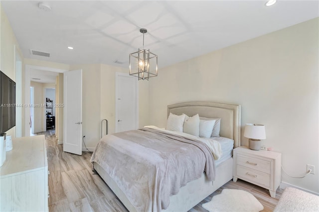 10540 NW 63rd Ter, Doral, FL 33178 - bedroom with a chandelier, recessed lighting, light wood-style floors, and baseboards