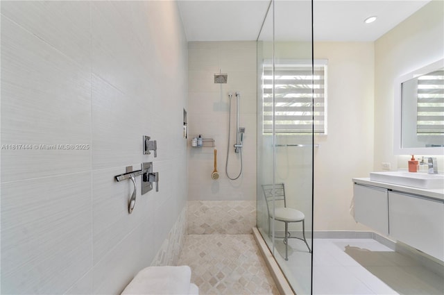 10540 NW 63rd Ter, Doral, FL 33178 - full bathroom featuring tiled shower, vanity, and tile patterned floors