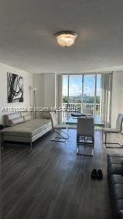 2000 NE 135th St Unit 509, North Miami, FL 33181 - living area featuring wood finished floors and expansive windows