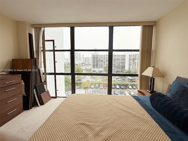 800 Parkview Dr Unit 820, Hallandale Beach, FL 33009 - bedroom featuring expansive windows, carpet, and a city view
