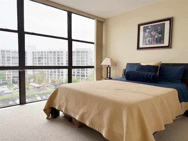 800 Parkview Dr Unit 820, Hallandale Beach, FL 33009 - bedroom with carpet floors, a wall of windows, and a city view