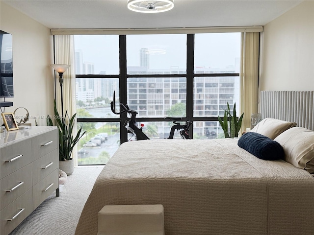 800 Parkview Dr Unit 820, Hallandale Beach, FL 33009 - carpeted bedroom with expansive windows and a view of city