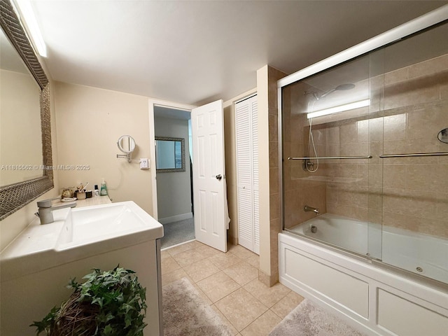 800 Parkview Dr Unit 820, Hallandale Beach, FL 33009 - bathroom with vanity, shower / bath combination with glass door, and tile patterned floors