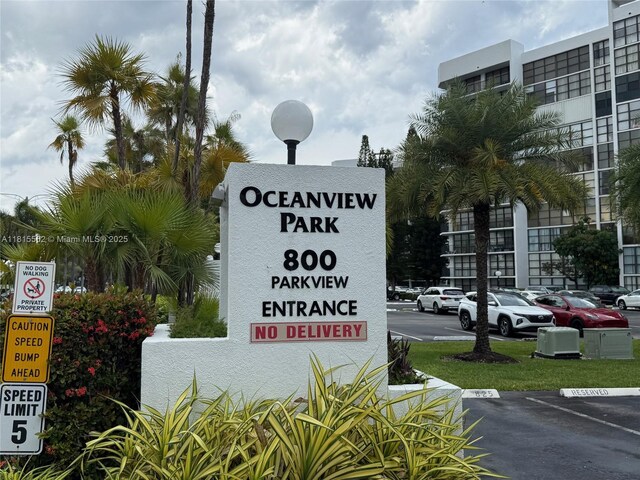 800 Parkview Dr Unit 820, Hallandale Beach, FL 33009 - community / neighborhood sign featuring uncovered parking