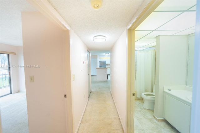 18785 NW 62nd Ave Unit 106, Hialeah, FL 33015 - corridor with light carpet and a textured ceiling