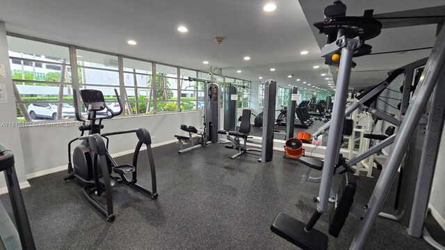 1408 Brickell Bay Dr Unit 411, Miami, FL 33131 - gym featuring recessed lighting