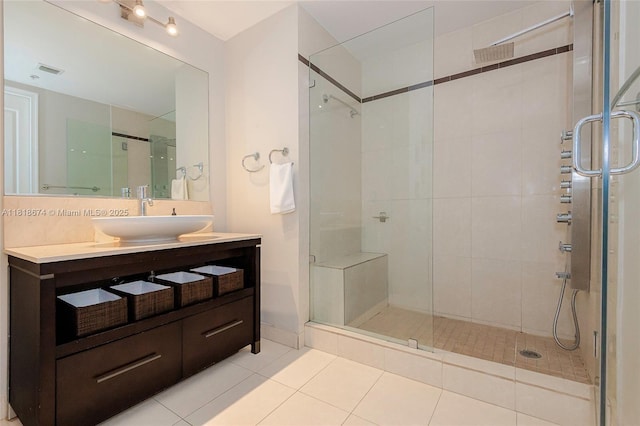480 NE 30th St Unit 1505, Miami, FL 33137 - full bath with a stall shower, tile patterned flooring, and vanity