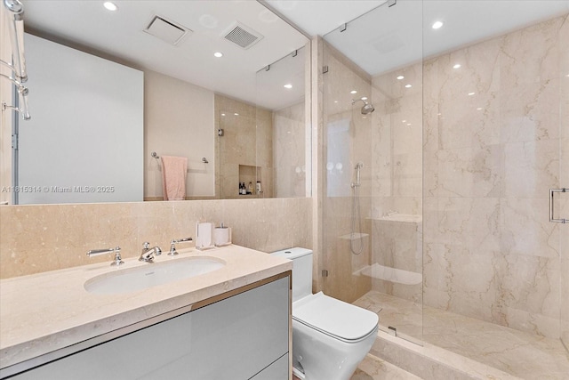 15701 Collins Ave Unit 3101, Sunny Isles Beach, FL 33160 - full bath featuring toilet, a stall shower, vanity, and recessed lighting