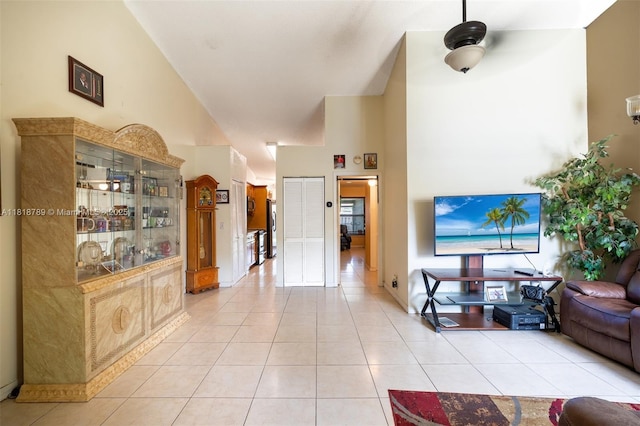 7382 NW 34th St, Lauderhill, FL 33319 - living area featuring light tile patterned floors and a towering ceiling