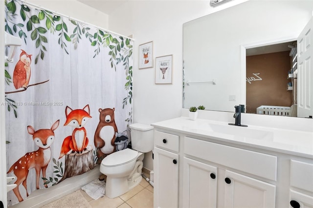 9362 W 33rd Ln, Hialeah, FL 33018 - bathroom with vanity, toilet, tile patterned flooring, and a shower with shower curtain