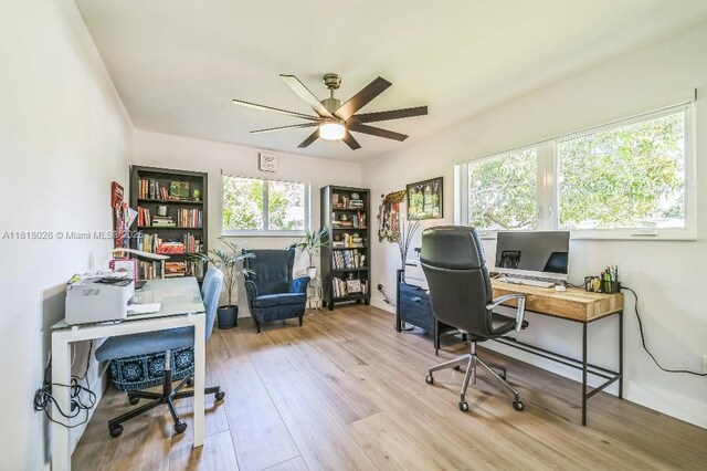 8005 SW 89th St, Miami, FL 33156 - office area with wood finished floors and ceiling fan