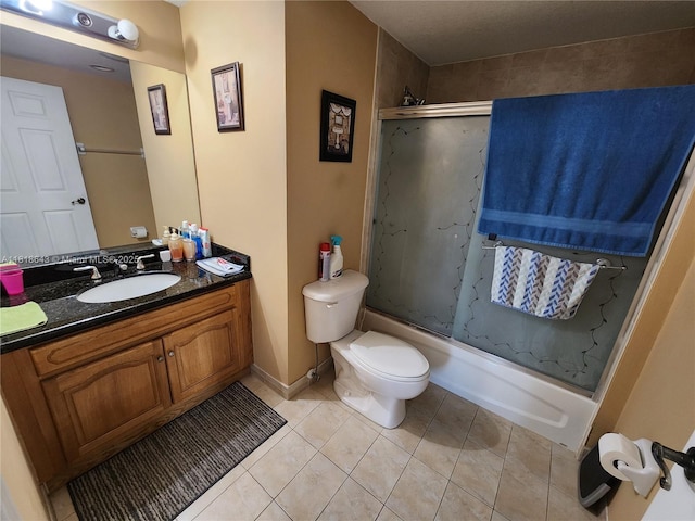 4242 NW 2nd St Unit 1202, Miami, FL 33126 - bathroom with bath / shower combo with glass door, vanity, toilet, tile patterned flooring, and baseboards