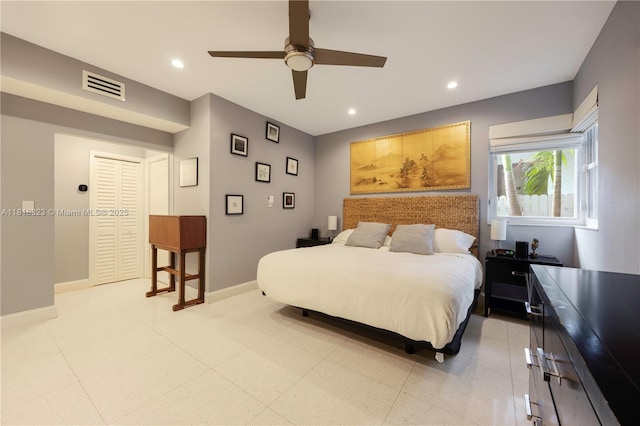 261 SW 30th Rd, Miami, FL 33129 - bedroom featuring baseboards, recessed lighting, and ceiling fan