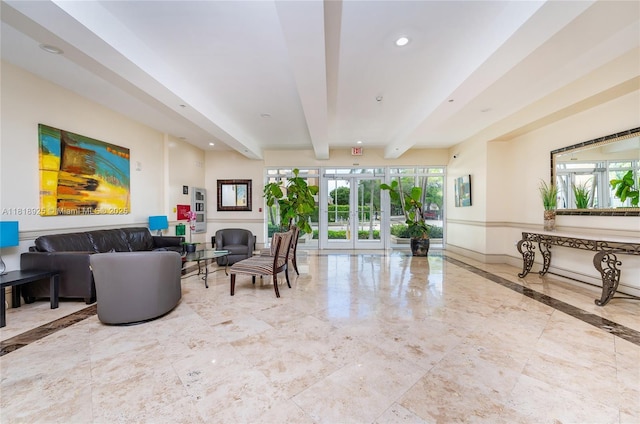 2400 SW 27th Ave Unit 402, Miami, FL 33145 - building lobby featuring beam ceiling and recessed lighting