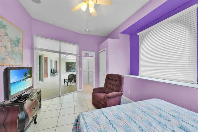 769 SW Munjack Cir, Port St Lucie, FL 34986 - tiled bedroom with a ceiling fan