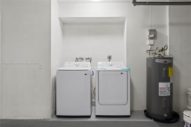 12633 NW 12th Ct, Sunrise, FL 33323 - laundry area featuring electric water heater and washer and clothes dryer