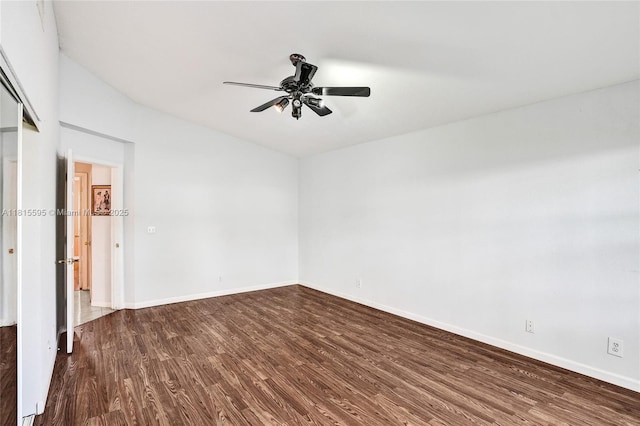 9601 NW 8th Cir, Plantation, FL 33324 - unfurnished bedroom with dark wood-style flooring, baseboards, and a ceiling fan