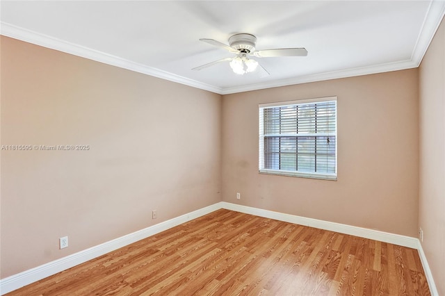 9601 NW 8th Cir, Plantation, FL 33324 - unfurnished room featuring baseboards, light wood-style flooring, ceiling fan, and crown molding