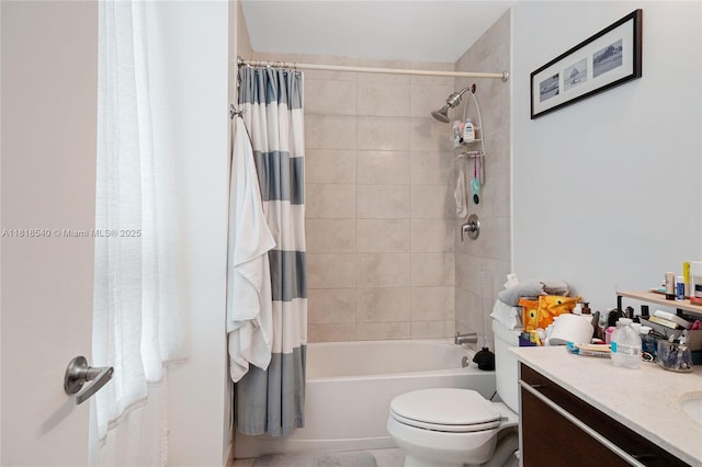 1900 N Bayshore Dr Unit 1411, Miami, FL 33132 - bathroom featuring toilet, vanity, and shower / bathtub combination with curtain