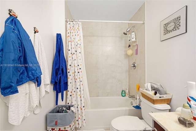 1900 N Bayshore Dr Unit 1411, Miami, FL 33132 - full bathroom featuring toilet, shower / bathtub combination with curtain, and vanity