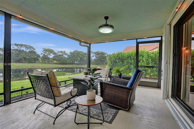 18366 Lake Bend Dr, Jupiter, FL 33458 - sunroom featuring a water view