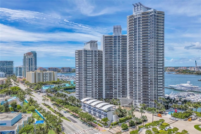 400 Alton Rd Unit 407, Miami Beach, FL 33139 - view of building exterior featuring a skyline view and a water view