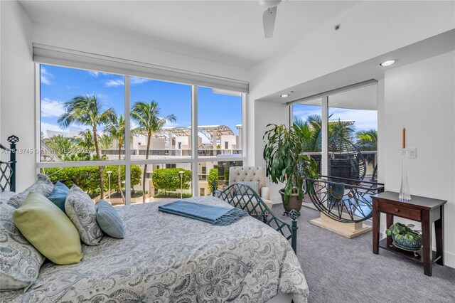 400 Alton Rd Unit 407, Miami Beach, FL 33139 - bedroom featuring carpet floors, a ceiling fan, and recessed lighting